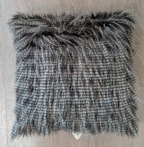 Nate Berkus Black and Gray Faux Fur Decorative Pillow EUC!